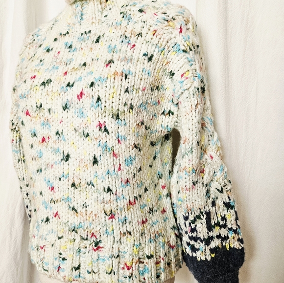 Anthropologie Gaia Sweater XXS COZY Blue Chunky Knit Confetti NWT Mock Neck - Picture 2 of 11